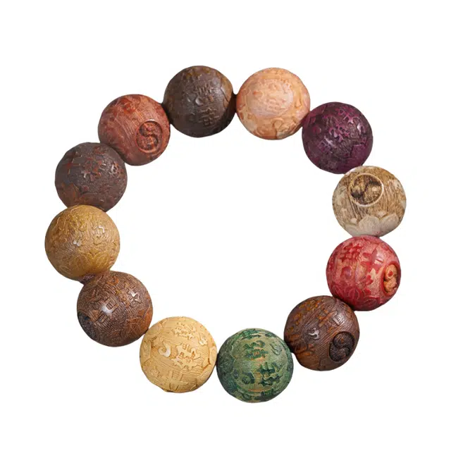 舞依翡 五行多宝珠雕刻珠中国风念珠文玩 檀木 手串 男女同款情侣款