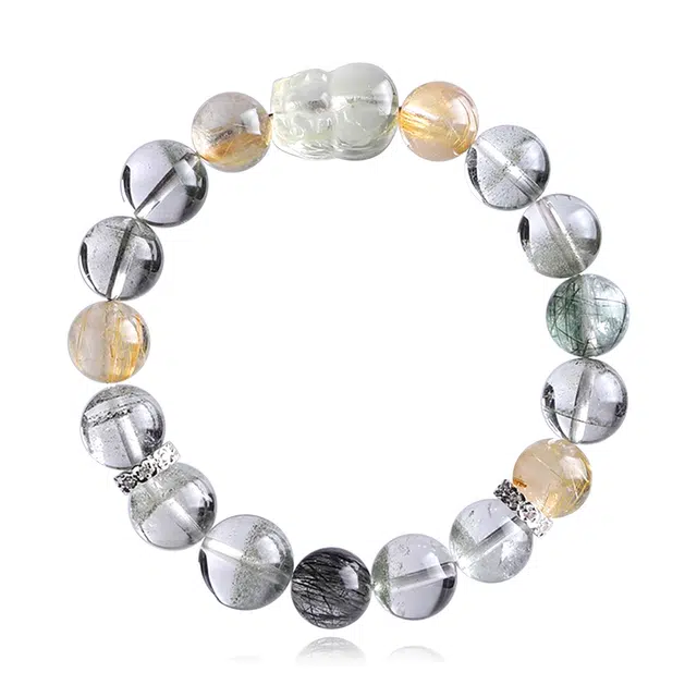 谧月珠宝 招财转运貔貅 新中式国潮 轻奢精致复古天然 白水晶 手串 男女同款情侣款