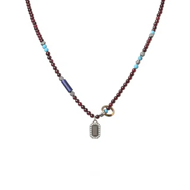 周百福 赭红青云 时招万里财 新藏式风民族风复古 招财纳福#好运 招财纳福国潮小众设计天然石榴石项链 男女同款情侣款