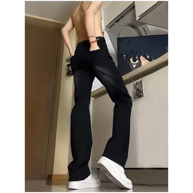 微牛 美式高街复古做旧直筒长裤 休闲百搭舒适通勤牛仔裤 男女同款