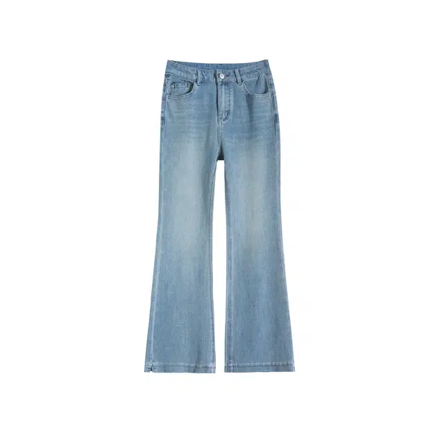 玫丝朵 高级感修身开叉设计百搭微喇牛仔裤 女款