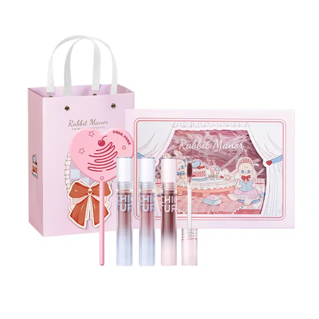 稚优泉 兔兔派对女生化妆品套装生日惊喜套盒闺蜜化妆品一整套 玻璃唇亮泽素颜气色润泽镜面提亮肤色水光