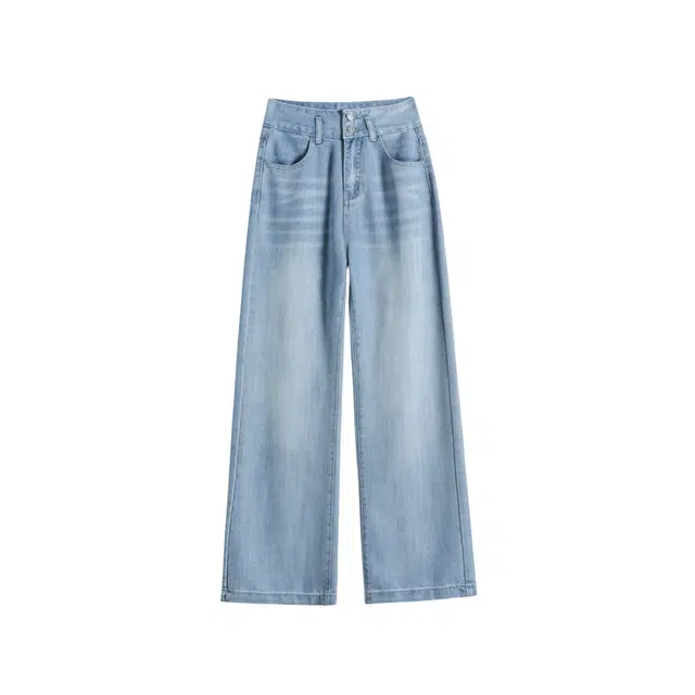 玫丝朵 简约时尚百搭宽松垂感通勤直筒牛仔裤 女款
