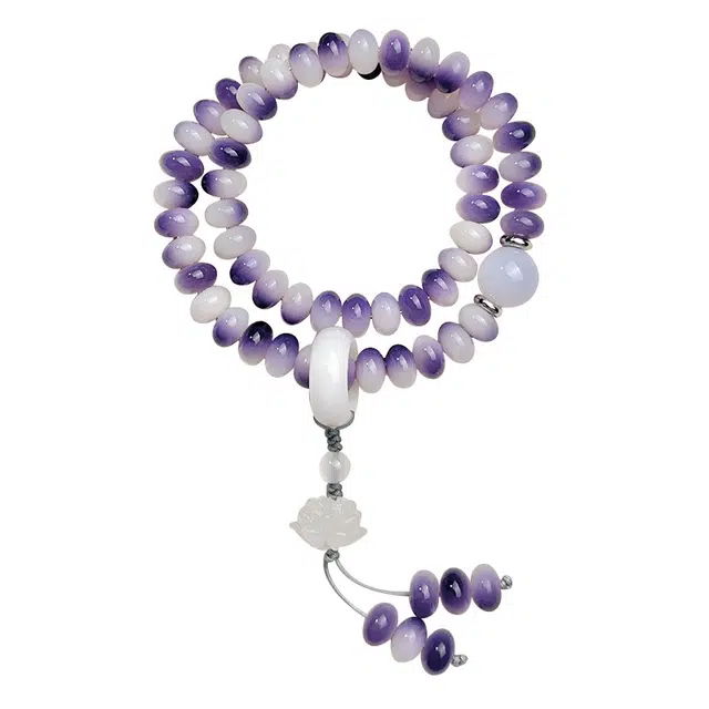 聆听花开 新中式时来运转民族风文玩招财纳福国潮考公上岸盘玩天官赐福好运莲莲紫气东来好寓意好运 菩提根 蝶翼烟罗手串 女款