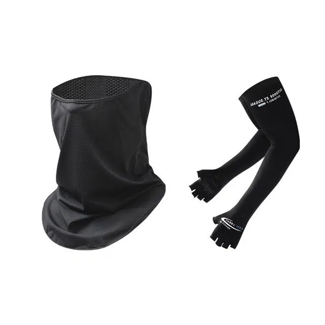 南极人 冰丝凉感全脸防紫外线口罩遮脖子护颈围脖套夏季骑车沙漠防沙钓鱼登山遮阳冰丝袖套手臂套手套一体护袖 轻薄 防晒面罩 男款