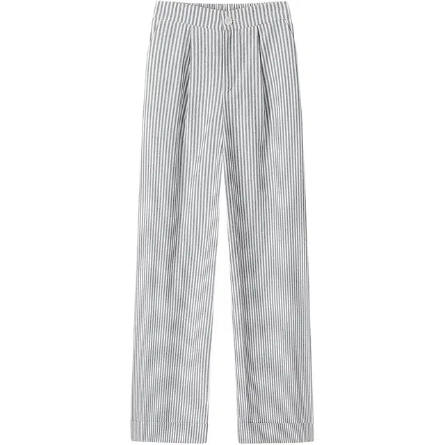 如续 设计感条纹山本阔腿裤子女夏季休闲裤 女款