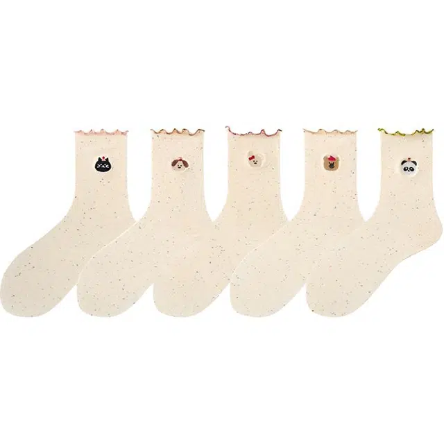 帕兰朵 点子纱可爱刺绣网红堆堆棉袜纯色百搭学生中筒袜 女款