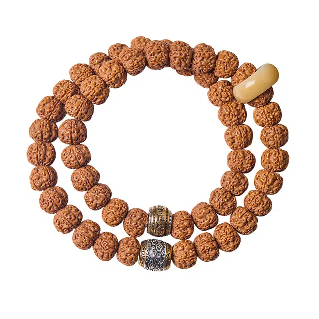 聆听花开 新中式文玩复古时来运转盘玩星沉双圈手持民族风高级感考研上岸转运珠诸事顺利佛珠好运逢考必过事业有成 金刚菩提 手串 男款