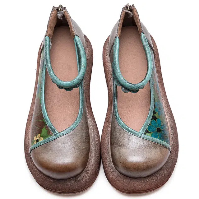 杰骤 头层牛皮 复古小众时尚潮流舒适 休闲单鞋 女款