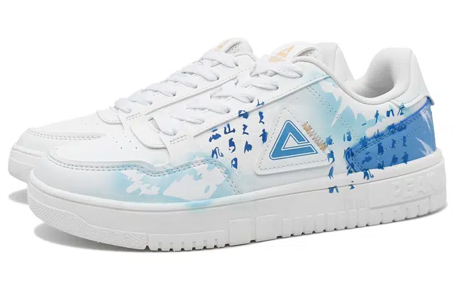 【定制球鞋】匹克 空军一号 疯玩艺术 蓝调诗词 创意涂鸦 古诗古词 潮流 礼袋款 舒适百搭 防滑减震耐磨 低帮 板鞋 男女同款 蓝白