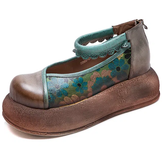 杰骤 头层牛皮 复古小众时尚潮流舒适 休闲单鞋 女款