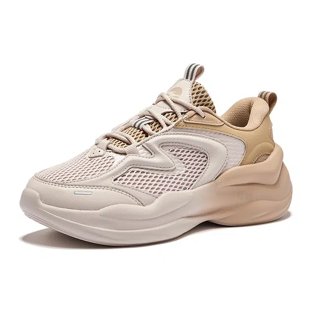 鸿星尔克 风旋 复古 舒适 防滑耐磨 低帮 生活休闲鞋 女款 粉刷灰奶茶棕