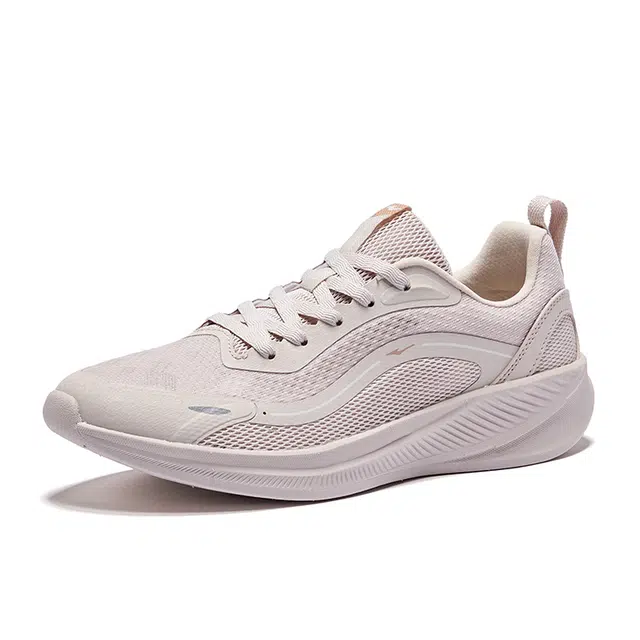 鸿星尔克 泡泡冰 时尚舒适减震透气防滑 低帮 城市通勤跑步鞋 女款 粉刷灰微晶白