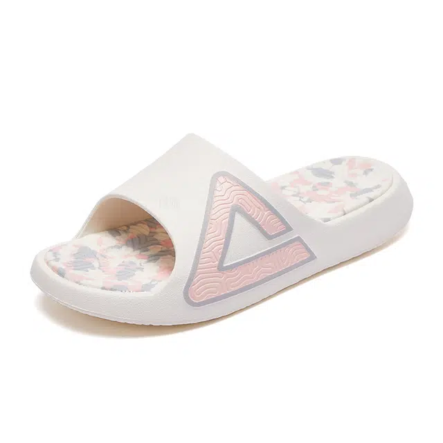 匹克 态极经典拖 牛奶咖啡 运动休闲百搭 时尚舒适潮流 静音防滑防磨一字拖鞋 男款 帆布白色粉