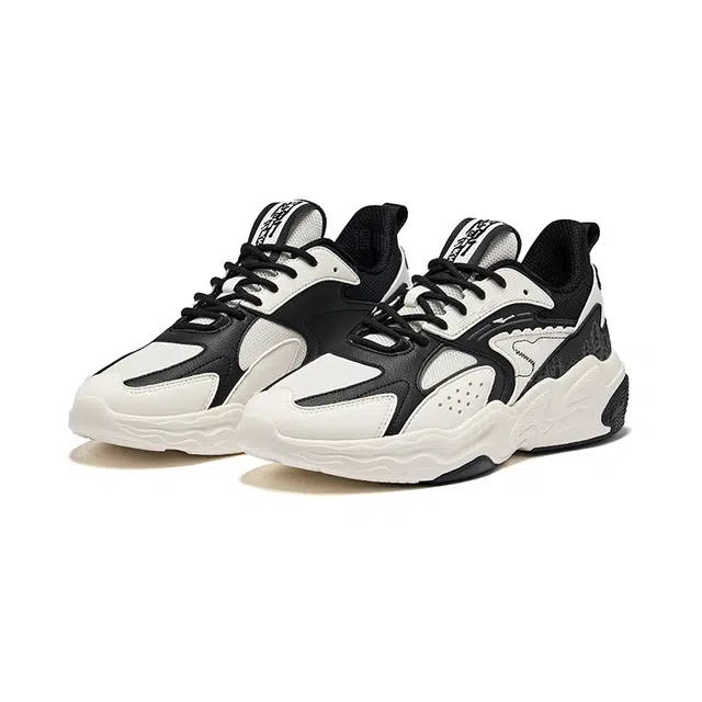 鸿星尔克 运动舒适 百搭 减震防滑包裹性 低帮 生活休闲鞋 男款 白黑