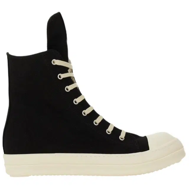Rick Owens DRKSHDW Round Toe Zip High Top Canvas Sneakers Black