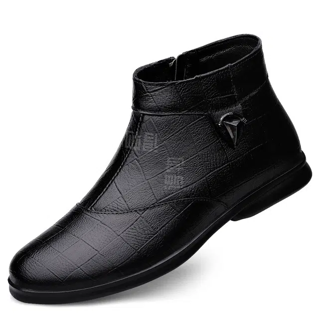 英伦骑士 头层牛皮 舒适通勤 潮流百搭时尚 短靴 男款 黑色