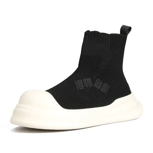 泰点 网布 小众经典百搭舒适时尚 耐磨透气 高帮 生活休闲鞋 男款 黑色