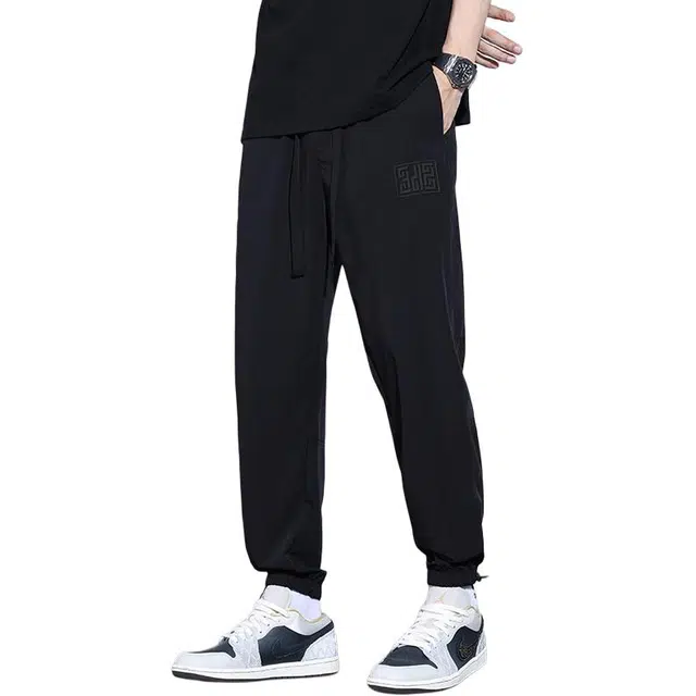 协协乐 冰丝夏季薄款凉感透气宽松束脚哈伦运动速干美式潮牌百搭九分工装裤子休闲裤 男款