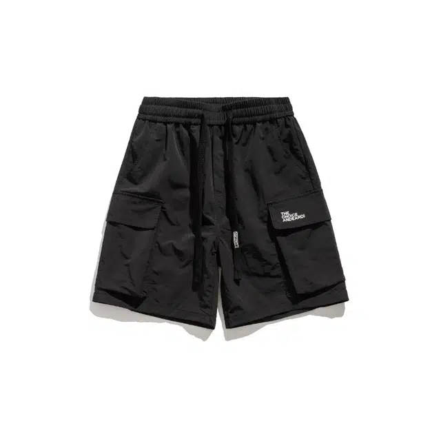 爱肯 高街字母绣花装饰基础款工装五分裤大口袋直筒复古潮牌宽松舒适百搭简约通勤休闲短裤  男女同款