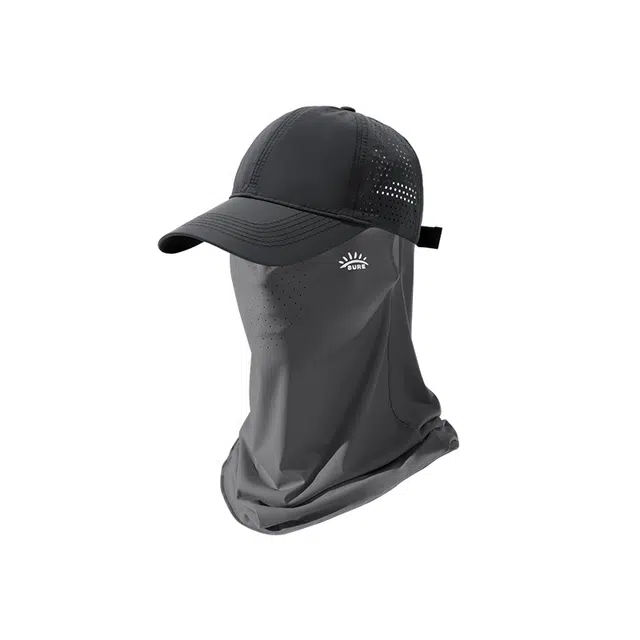 南极人 夏季棒球帽宽帽檐大脸显脸小软顶速干遮阳防晒帽网眼透气遮全脸口罩护颈脖套冰丝凉感面罩挂耳 轻薄款 鸭舌帽 男女同款情侣款