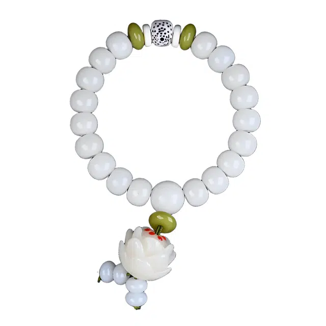 絮物 【红点莲花】穗子款小众轻奢新中式高级感念珠国潮文玩诸事顺遂平安喜乐佛珠上岸盘玩#好运 白玉菩提 手串 男女同款情侣款