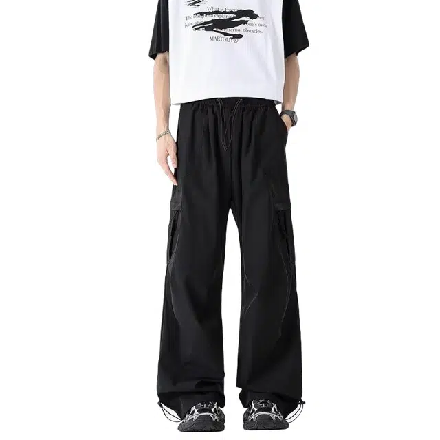 加荣 大口袋户外工装裤男夏季轻薄透气潮牌青少年出行通勤百搭男裤美式机能宽松休闲痞帅直筒阔腿裤长裤 男女同款