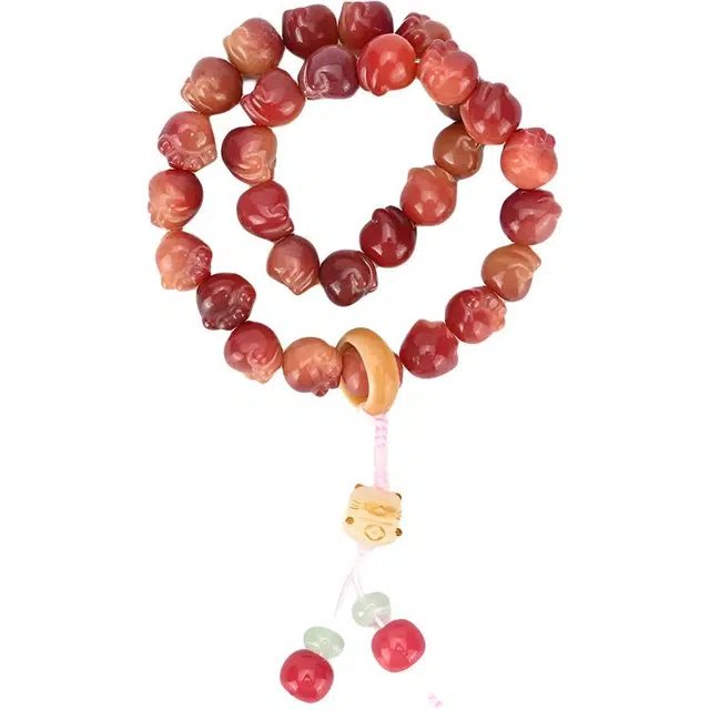 天纵 新中式国潮招财猫爪盘玩手持 小众设计国风甜美 炭烧猫咪 跑环路路通 招财纳福好运双圈文玩佛珠 菩提子/菩提籽 手串 女款