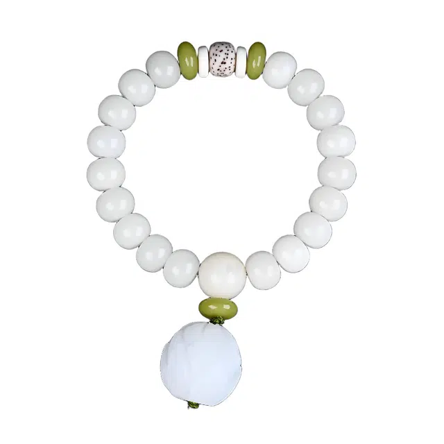 絮物 新中式简约款小众设计轻奢高级感念珠国潮文玩平安喜乐百福具臻佛珠上岸盘玩#好运 白玉菩提 手串 男女同款情侣款