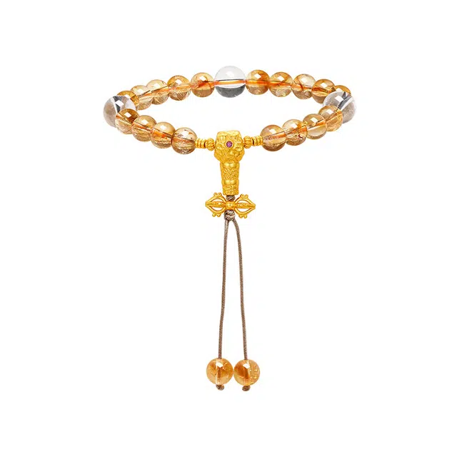 六桂福珠宝 藏光  轻奢时尚招财纳福通勤百搭 爱情财富两手抓天然 白水晶 手串 男女同款情侣款