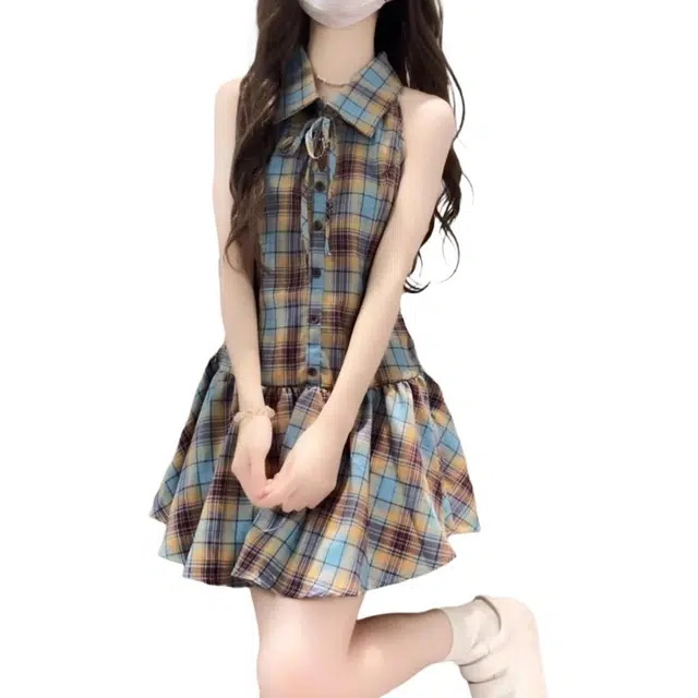 黛尔佳人 时尚舒适优雅百搭休闲无袖连衣裙 女款