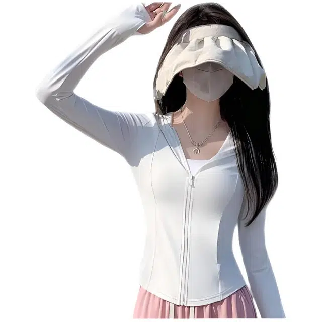 天才小熊 冰丝修身连帽外套夏季外穿收腰显瘦瑜伽服紧身纯欲上衣女防晒服 女款