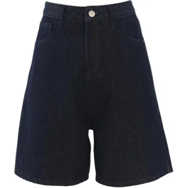 玫丝朵 美式复古纯色极简风设计时尚百搭高腰宽松直筒裤子女夏季牛仔短裤 女款