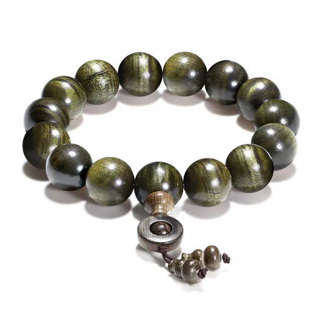 【普陀山官方已过香】 普陀山文创 清雅静心禅意般若金丝楠木细密纹理复古阴沉木祥承五蕴瑞气迎福独特盘玩#好运 楠木 手串 男女同款情侣款