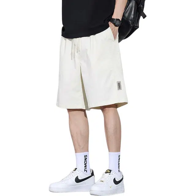 么宁 夏季薄款宽松直筒五分裤时尚绣标简约百搭舒适透气个性痞帅休闲短裤 男女同款