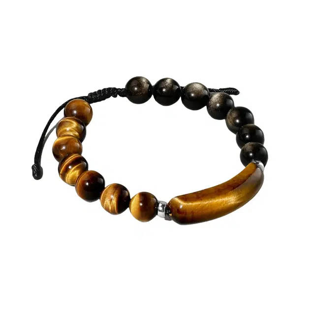 子婳 双眼金曜石原创小众轻奢简约设计百搭情侣手饰 虎眼石 手串 男款