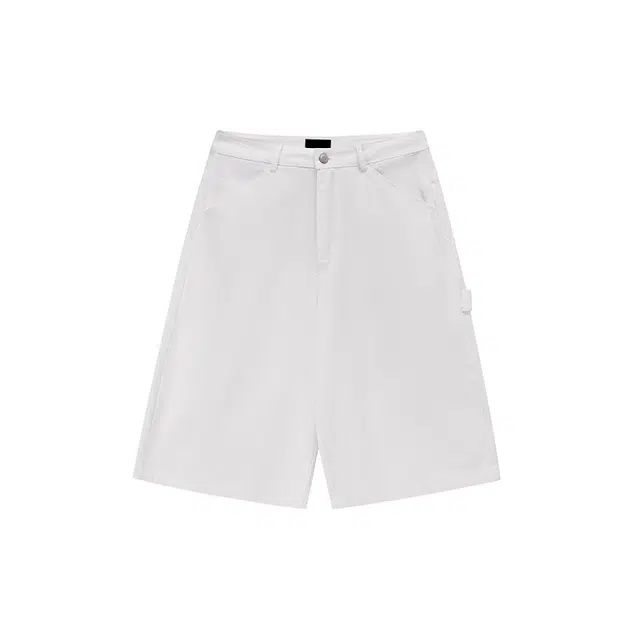 拾个壹先生 简约纯色刺绣高级感宽松阔腿垂感七分裤休闲短裤 男女同款