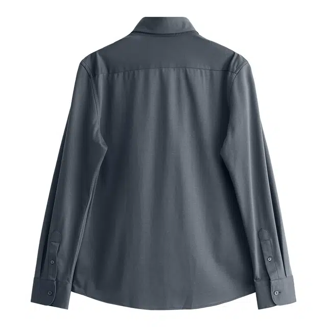 丹宁哲学 舒适四面弹针织面料纯色长袖温莎领标准衬衫 男款