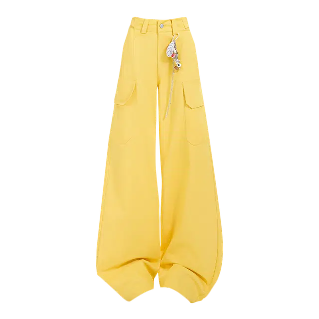 拾籍 美式设计感多口袋高腰显瘦直筒工装裤女夏季时髦收腰宽松舒适阔腿休闲裤 女款