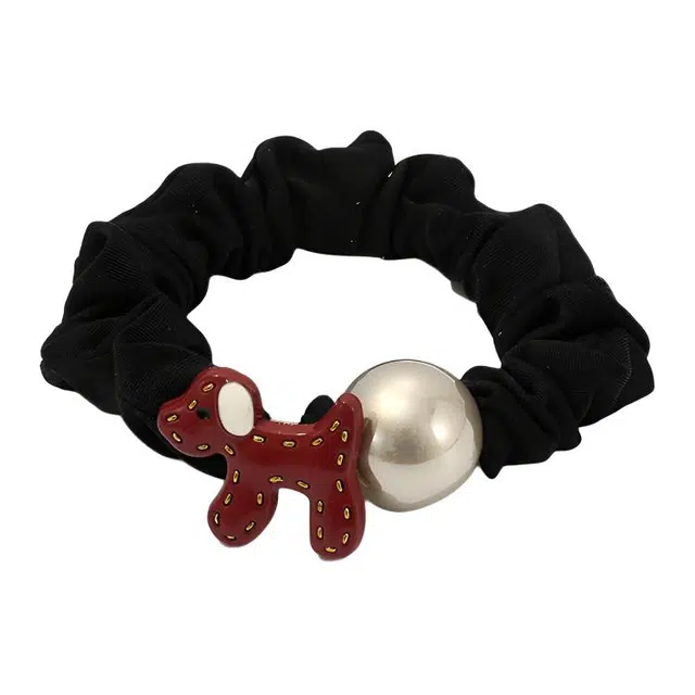 如花梦 卡通小狗 个性简约 布艺 发圈 女款