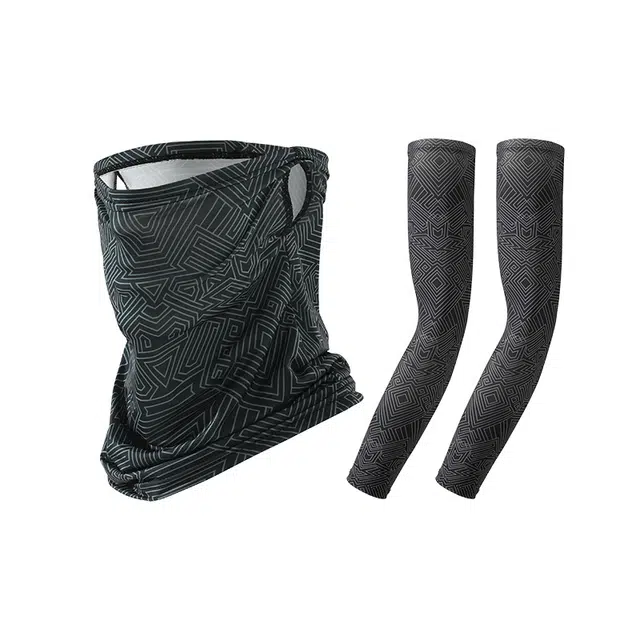 南极人 冰丝口罩防紫外线薄款透气护颈脖套遮全脸户外骑行运动跑步开车护手臂袖套宽松冰袖遮阳冰凉 锦纶 防晒面罩 男款