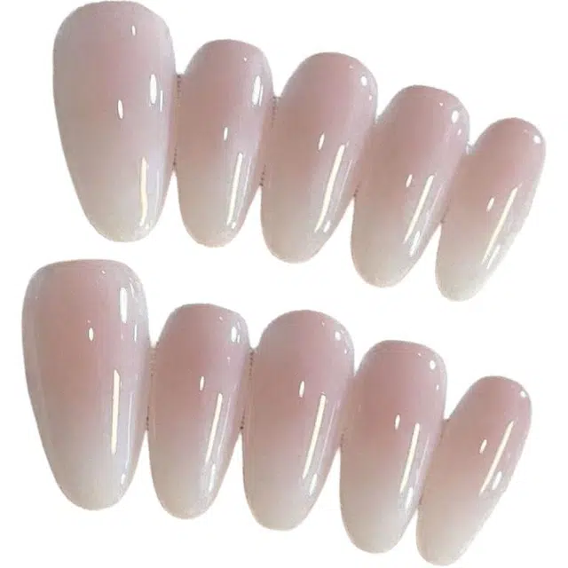 计轩 冰透葡萄紫甘露寺美甲高级简约纯手工指甲裸色显白贴片可拆卸  椭圆粉色渐变