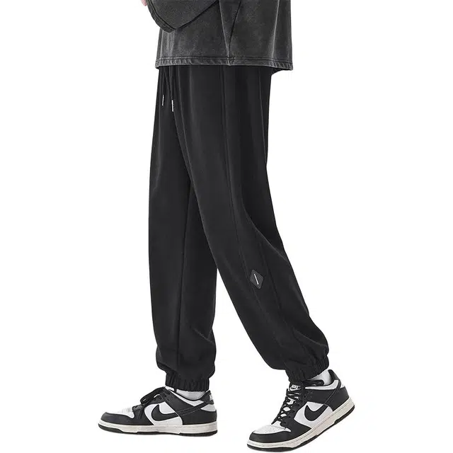 杜克恩 宽松束脚纯色系带休闲裤 男款