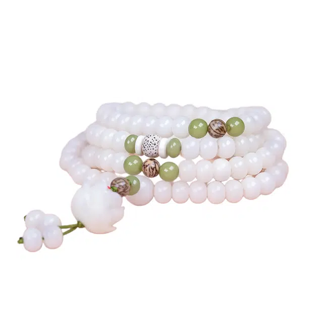 絮物 【红点莲花】穗子多圈款新中式设计轻奢高级感念珠小众文玩诸事顺遂前程似锦佛珠盘玩#好运 白玉菩提 手串 男女同款情侣款