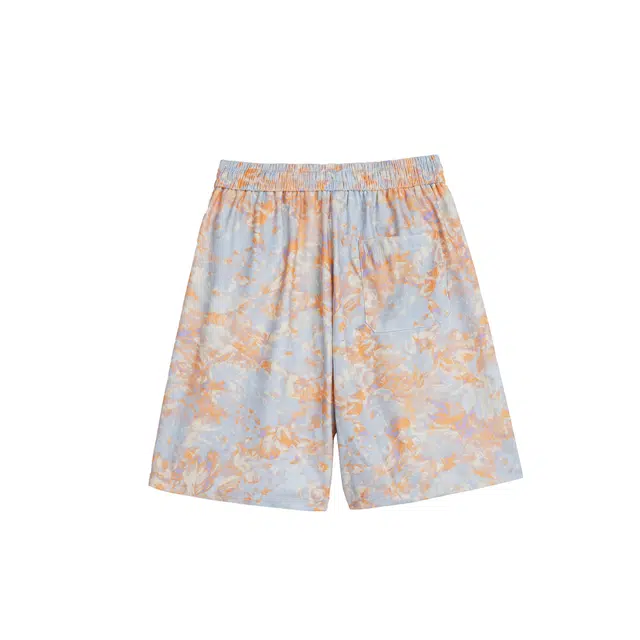 明尼凯 美式复古高街基础款扎染满印提花设计印高级感百搭小众个性潮牌痞帅宽松直筒五分休闲短裤 男女同款