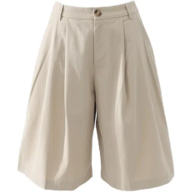 玫丝朵 美式纯色复古高腰宽松阔腿裤子女夏季时尚百搭直筒五分休闲短裤 女款