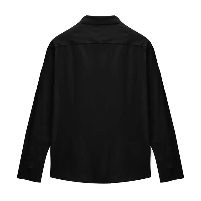 丹宁哲学 抗皱高密内里磨毛纯色长袖方领标准衬衫 男款