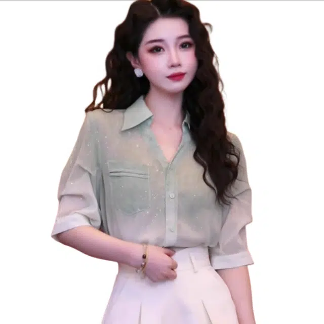 丝絮丝绸 港味复古设计感上衣短袖衬衫 女款