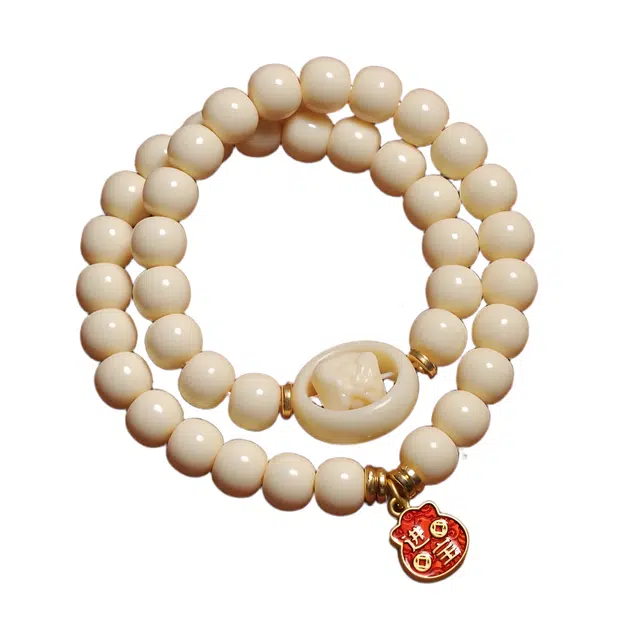 素于 时来转运国潮文玩轻奢高级感佛珠招财进宝平步青云潮流百搭时尚盘玩念珠好运 象牙果 手串 男女同款情侣款