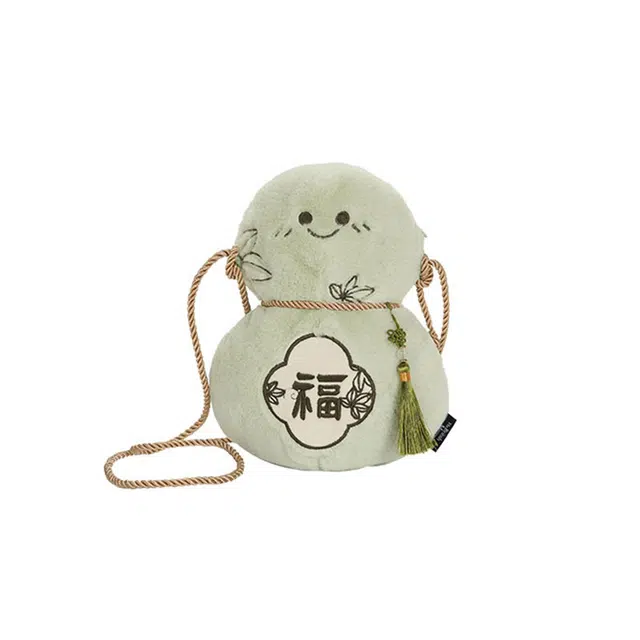 大英博物馆 东方梦境系列福禄双全葫芦可爱 毛绒 单肩包 常规 男女同款情侣款 绿色